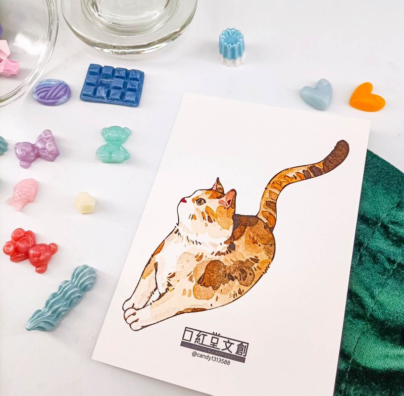 KR474_口紅堂明信片_三花貓3_candy1313588 postcard - 卡片/明信片 - 紙 多色