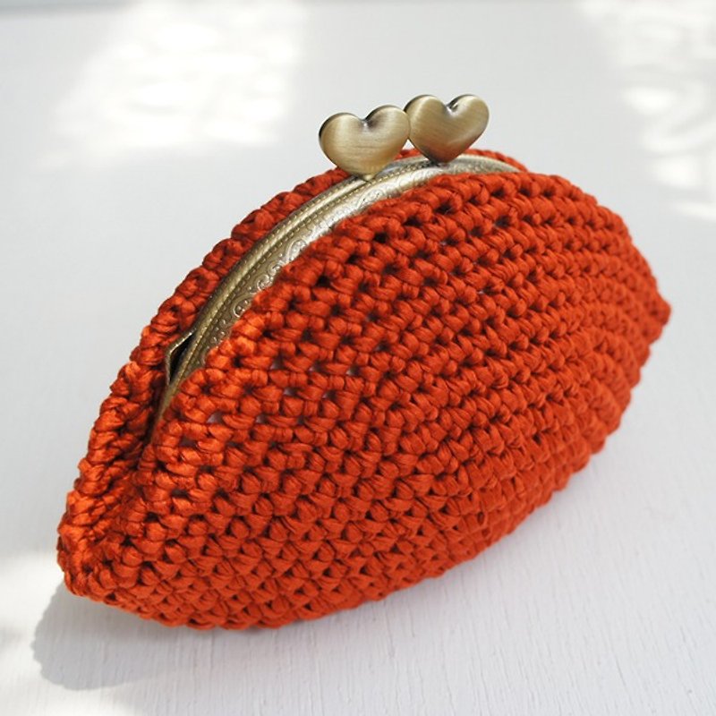 Ba-ba handmade☆ crochet pouch (No.C971) - 化妝包/收納袋 - 其他材質 咖啡色