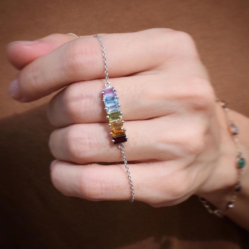Rainbow gemstone bracelet #minimsignature B074 - 手鍊/手環 - 純銀 