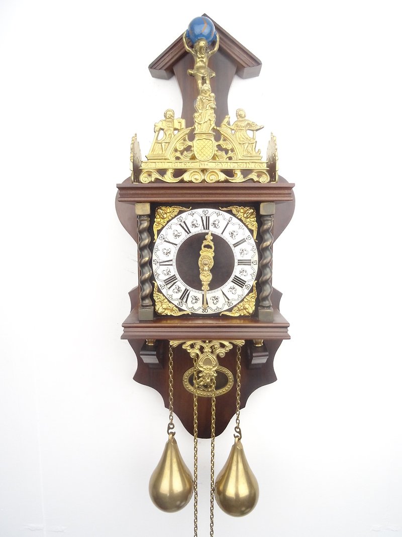 木頭 時鐘/鬧鐘 咖啡色 - Zaanse Dutch Wall Clock Vintage Antique 8 day (Warmink WUBA Junghans Era)