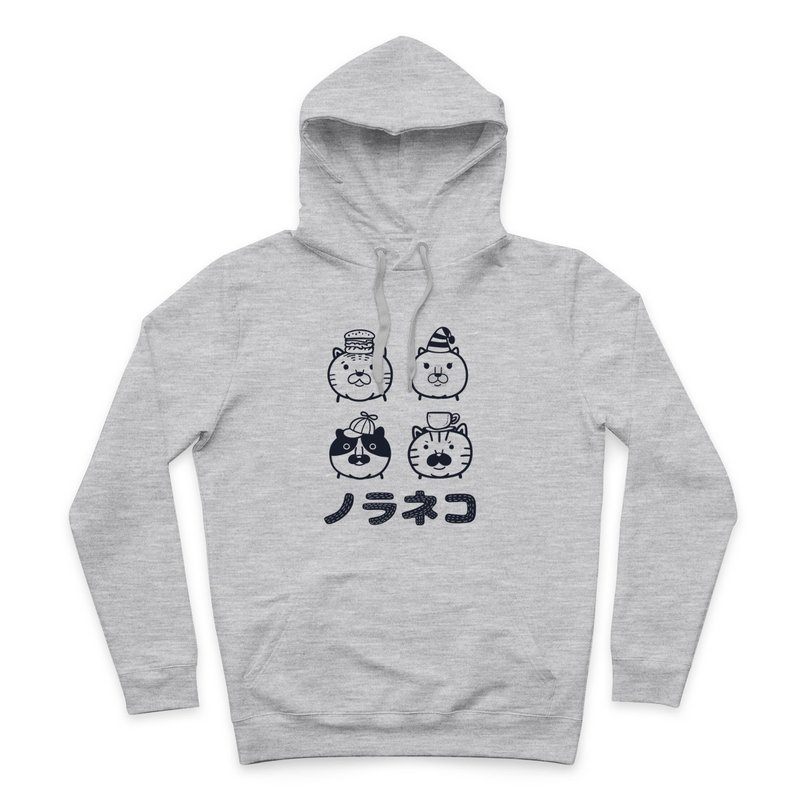 Stray Cats - dark gray Linen- Hooded T-shirt - เสื้อฮู้ด - ผ้าฝ้าย/ผ้าลินิน สีเทา