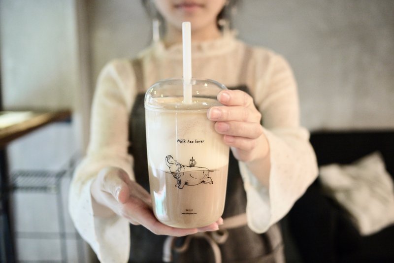 漂浮河馬玻璃杯 - 飲料提袋/杯套/杯袋 - 玻璃 透明