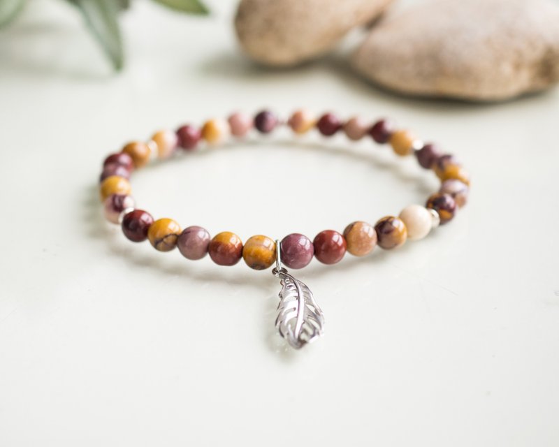 Jasper Mookaite Bracelet, 925 Sterling Silver, Virgo, Sagittarius Birthstone - 手鍊/手環 - 寶石 多色