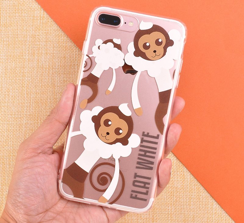 Monkey Coffee Chart of Little Monkey Series Designer iPhone 8 iPhone 8 Plus/ iPhone 7 / iPhone 7 Plus Case - Flat White - Phone Cases - Plastic Brown