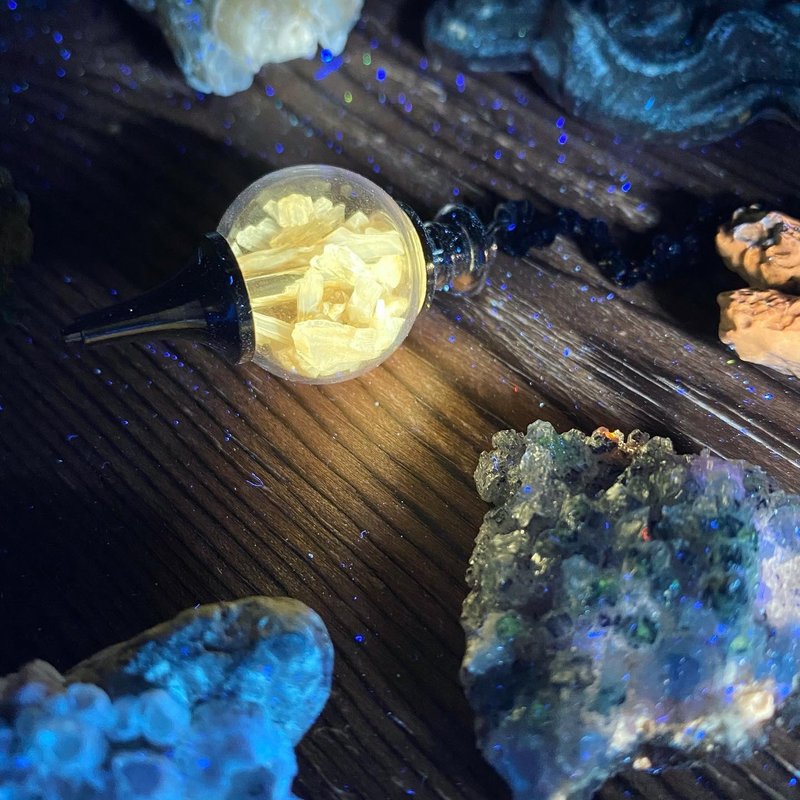 【Lost and find】天然石 星之碎片 琥珀方解石 靈擺 項鍊 MIN29 - 項鍊 - 寶石 黃色