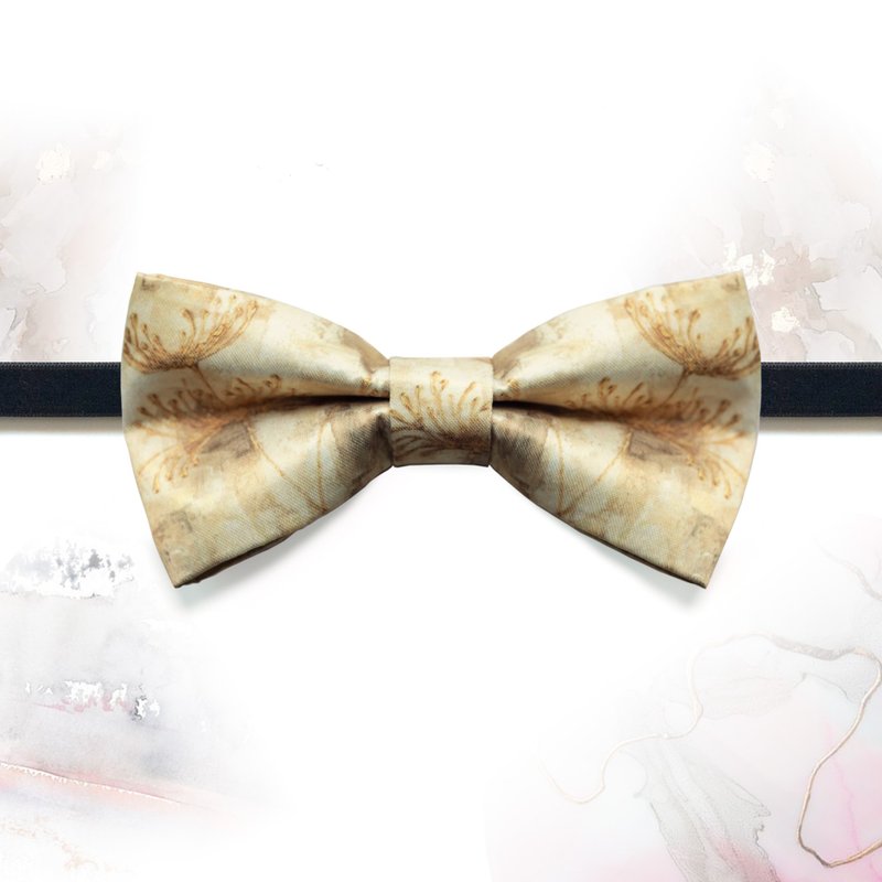 Style 0491 goldenYellow Floral Bowtie- Groom Gift & Wedding Bowtie - เนคไท/ที่หนีบเนคไท - วัสดุอื่นๆ สีทอง