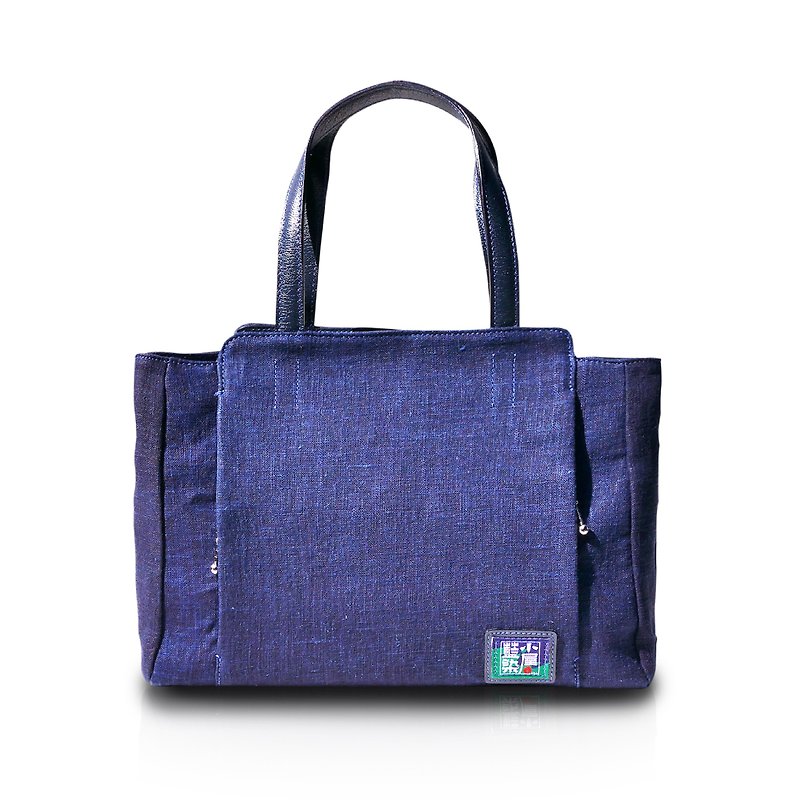 Zhuo Ye Indigo-Lady Series Handbag - กระเป๋าถือ - ผ้าฝ้าย/ผ้าลินิน สีน้ำเงิน