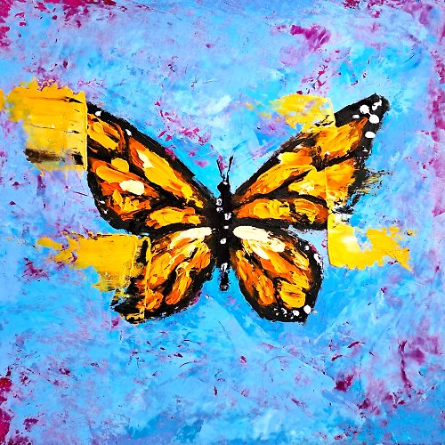 原創藝術 Monarch Painting Butterfly Original Art Insect Oil Painting Monarch Butterfly