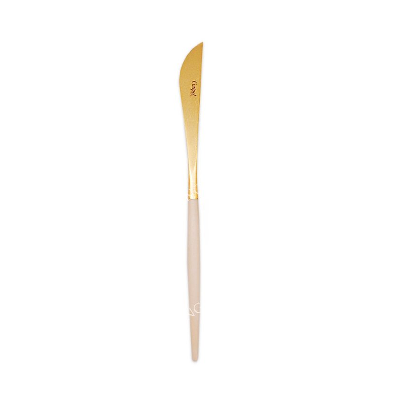 Portuguese Cutipol GOA milk tea gold 22CM main table knife - ช้อนส้อม - สแตนเลส สีกากี