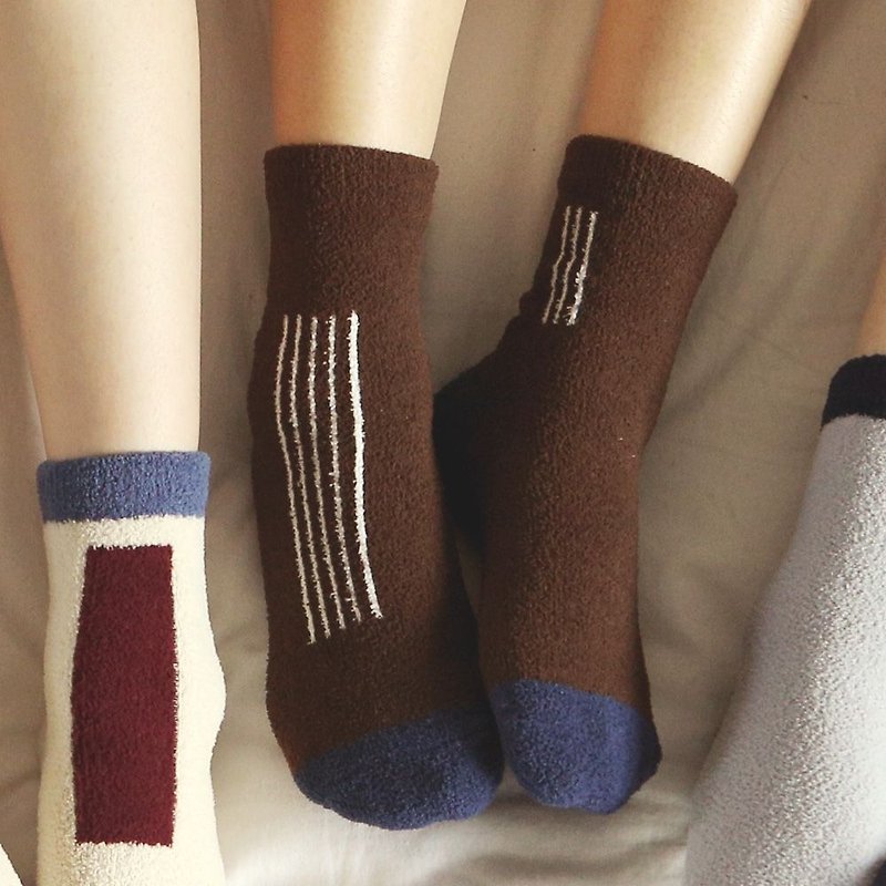 聖誕禮-日日好眠幾何睡眠襪-04雨,E2D19037 - 襪子 - 棉．麻 咖啡色
