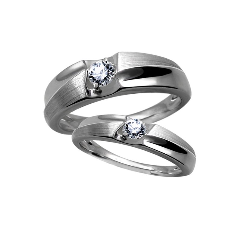 Diamond with 316L Surgical Steel Ring Casting Jewelry for Couple - แหวนคู่ - เพชร สีเงิน