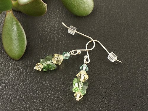 AGATIX Green Yellow Swarovski Crystal Butterfly Sterling Silver Earrings Jewelry Gift