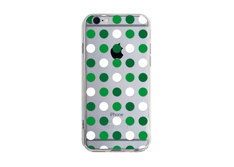 綠與白波點圖 - iPhone X 8 7 6s Plus 5s 三星 S7 S8 S9 手機殼 - 手機殼/手機套 - 塑膠 