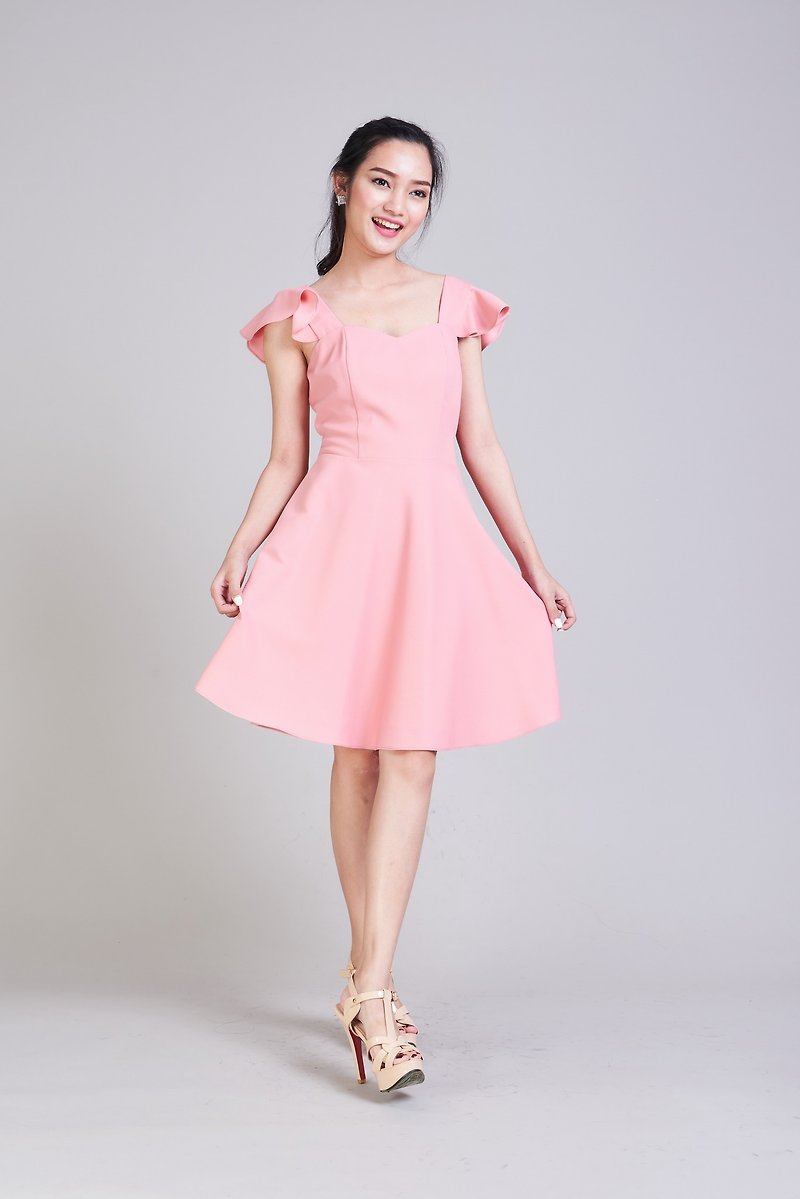 Pink Party Dress Pink Bridesmaid Dress Swing Dress Vintage Retro Summer Dress - 連身裙 - 聚酯纖維 粉紅色