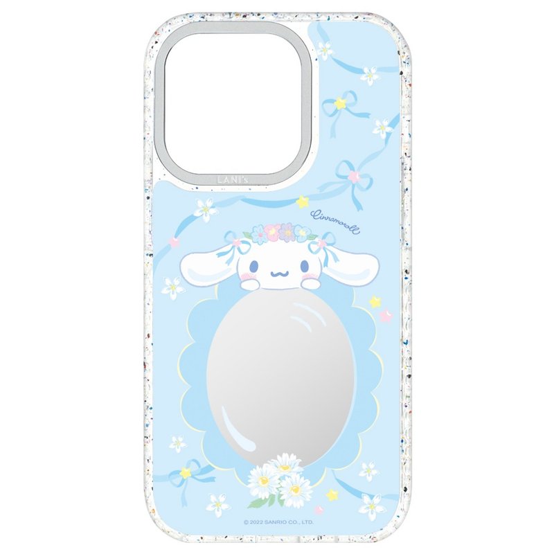 Big-Eared Dog Xina Mirror Garden Magnetic Version Translucent Frame iPhone 16 15 14 13 Pro Max - เคส/ซองมือถือ - วัสดุอีโค สีเงิน