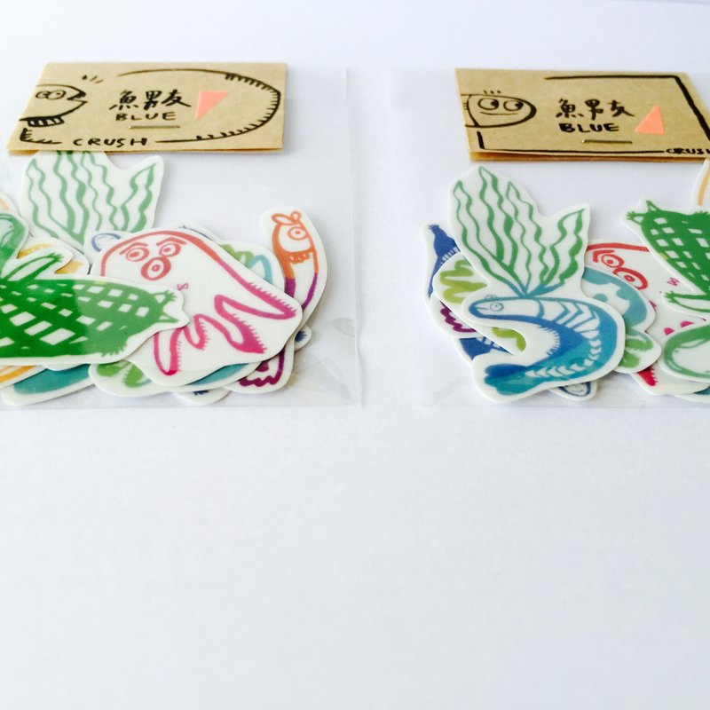 眉峰章魚／魚男友　透明貼紙8入組 - 貼紙 - 防水材質 