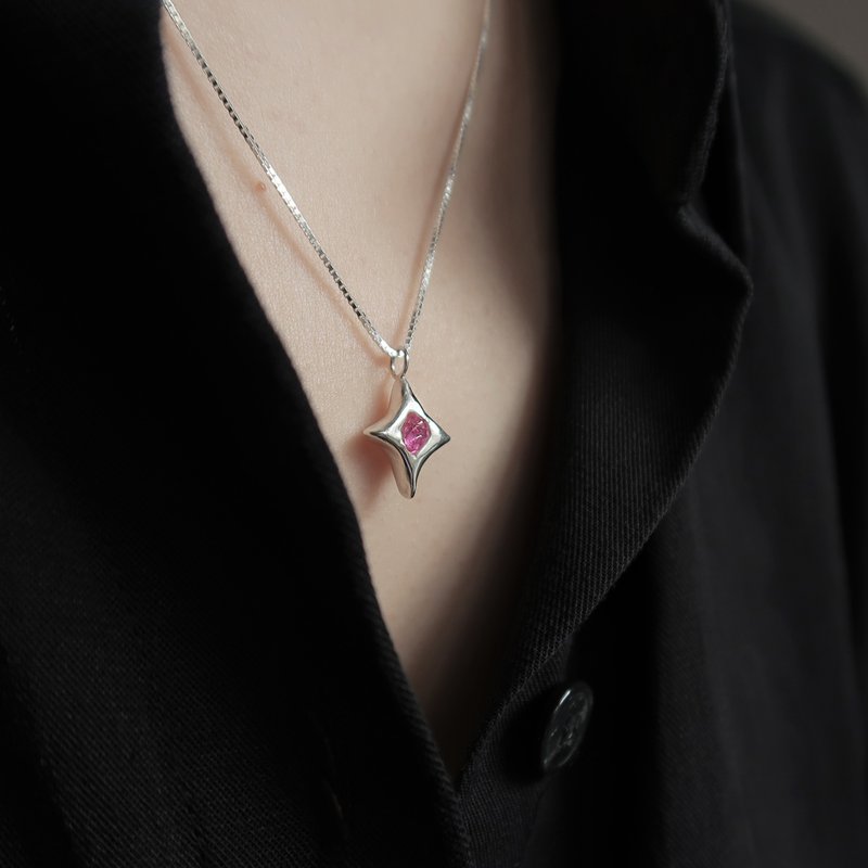 999純銀 閃耀 星星 厚款 彩色藍寶石 尖晶石 項鍊 免費包裝 - 耳環/耳夾 - 純銀 多色