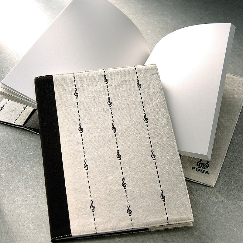 [FUGUE Origin] Embroidered Music Notebook-Treble Clef - Notebooks & Journals - Paper White