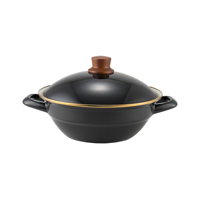 DONABE 雙耳附蓋琺瑯火鍋 黑色 24cm - 廚具 - 琺瑯 黑色