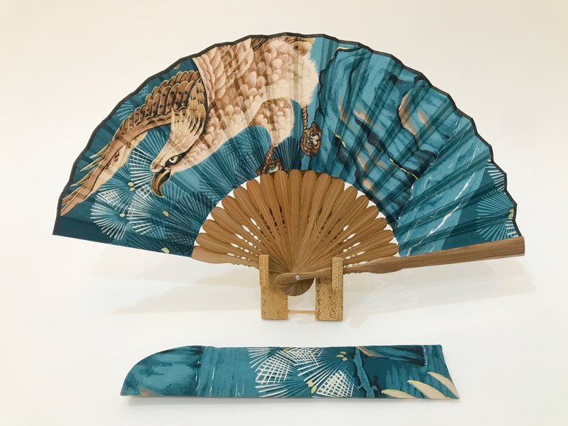着物扇子　アンティークの絹の着物使用　日本の京都の職人が手仕事で制作　オンリーワン　プレゼントに最適 #43 - 扇子 - 絲．絹 藍色
