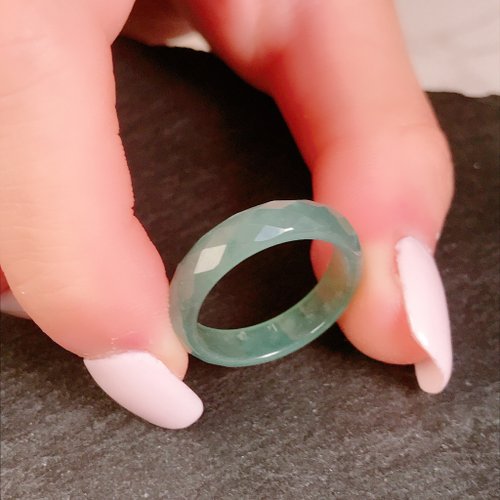 瓔珞翡翠 冰藍水翡翠鑽石切割面戒指戒圈 | 國際12圍 | 天然A貨翡翠 | 送禮