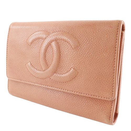 CHANEL シャネル ココマーク ピンク 三つ折り財布 日本直送】シャネル CHANEL ココマーク 三つ折り財布 キャビア