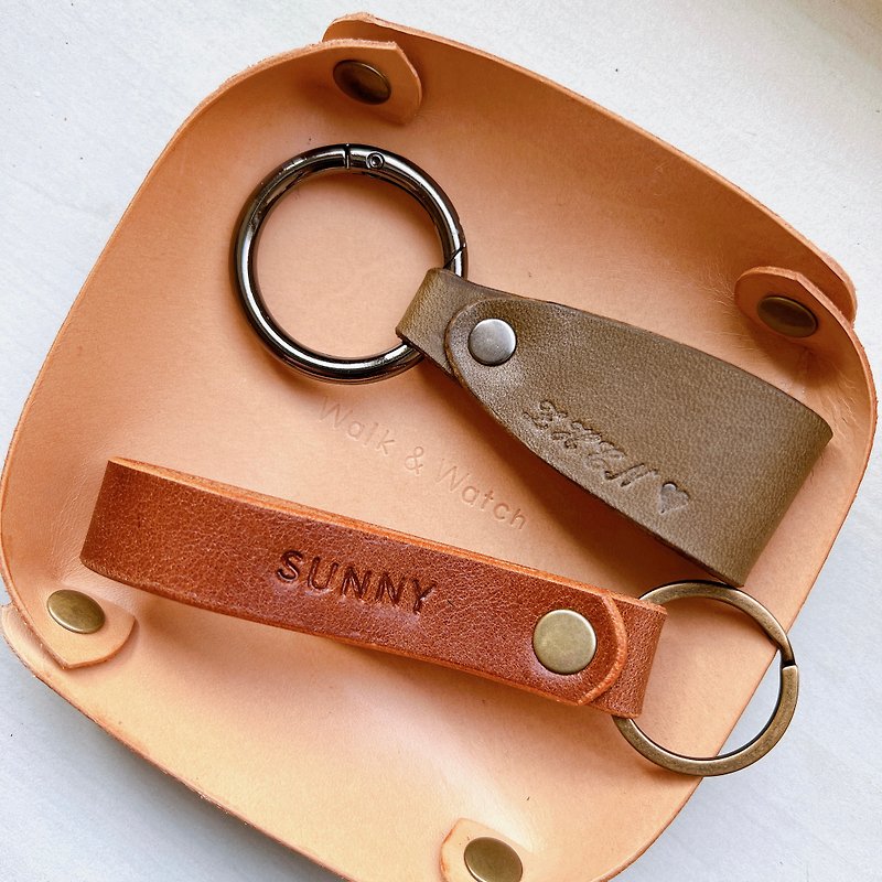【W&W】Keychain suitable for both fat and thin people. Customized leather gadgets - Keychains - Genuine Leather Brown