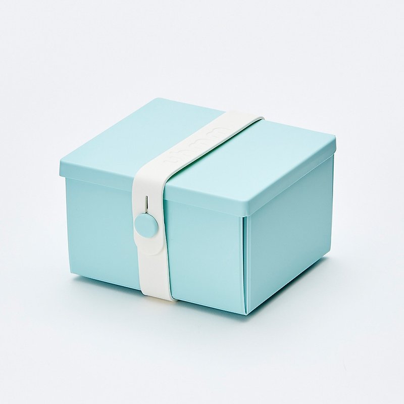 丹麥 uhmm - 環保摺疊點心盒 (薄荷色餐盒 x 純白扣環)-840ml - 便當盒/飯盒 - 環保材質 綠色