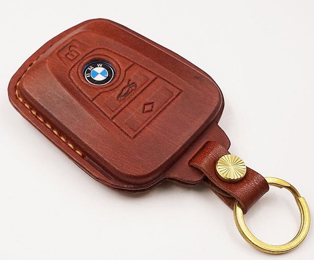 Leather Key fob Holder Case Chain Cover KEY RING FIT For 2018 BMW  i8 4 buttons 