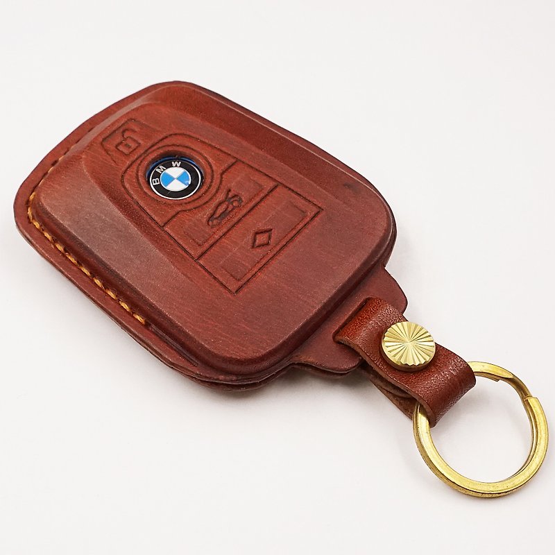 Leather Key fob Holder Case Chain Cover FIT FOR BMW i8 - Keychains - Genuine Leather Brown