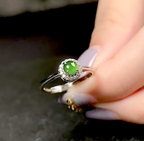 瓔珞珠寶盒 E.L.Jewelry Box 冰綠蛋面翡翠戒指 925純銀 | 天然A貨翡翠 | 送禮