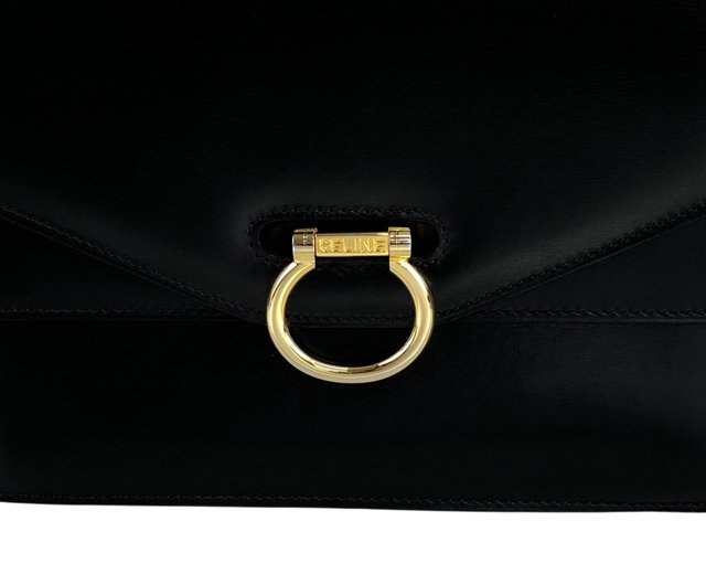 日本直送名牌中古包】CELINE セリーヌハンドバッグブラック