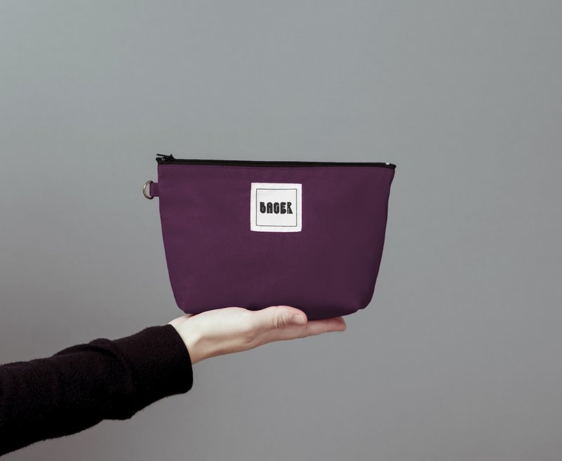 Bager simple plain zipper universal bag / purple - กระเป๋าเครื่องสำอาง - ผ้าฝ้าย/ผ้าลินิน สีม่วง