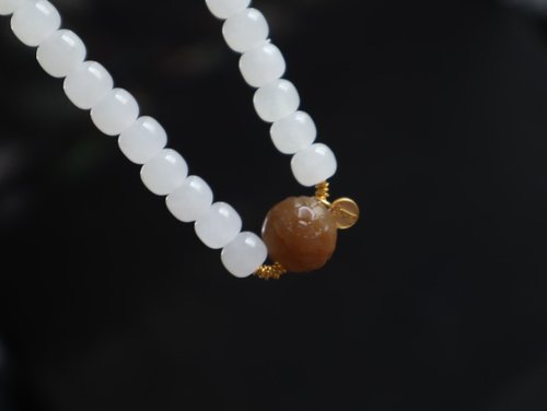 Angel's tears 天使之淚 Jewelry Design 天然和田玉/和闐玉-羊脂玉 和田玉糖料雕花圓珠設計項鍊多圈手串s