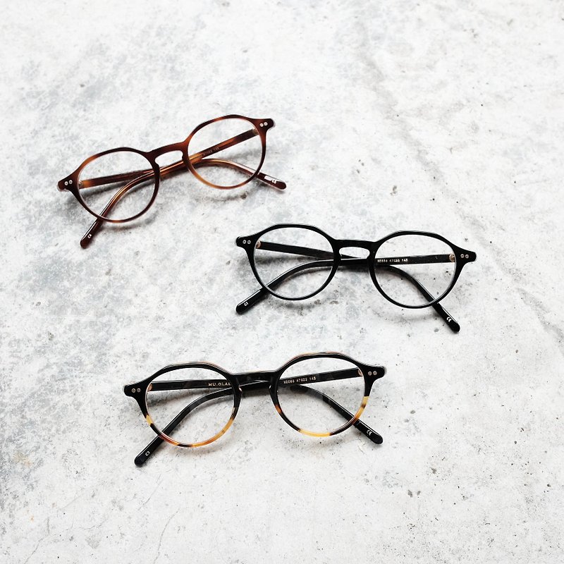 [Business trip] retro plate hexagonal characteristics of the new box high-quality glasses / frame bright black - Glasses & Frames - Other Materials Black