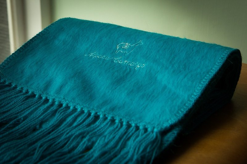South American handmade alpaca scarf-narrow version - ผ้าพันคอถัก - วัสดุอื่นๆ สีน้ำเงิน