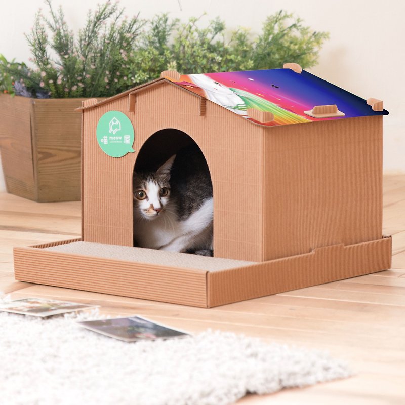 [Villa Meow House + Golden Horse Phantom Exhibition] (The Meow House is a cat’s nest and a cat scratching board~) - ที่นอนสัตว์ - กระดาษ สีนำ้ตาล