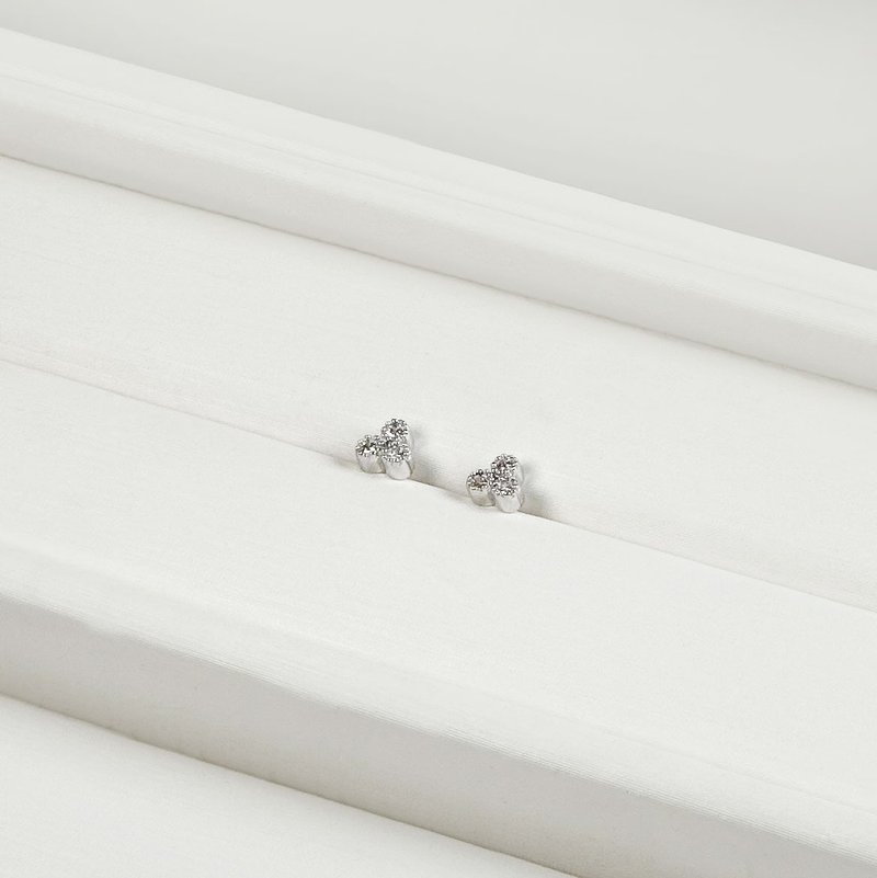 Silver 925 Sterling Silver Triangle Earrings / 925 Silver Fine Jewelry Stud Earrings White Gold Color Sterling Silver Earrings - ต่างหู - เงินแท้ สีเงิน