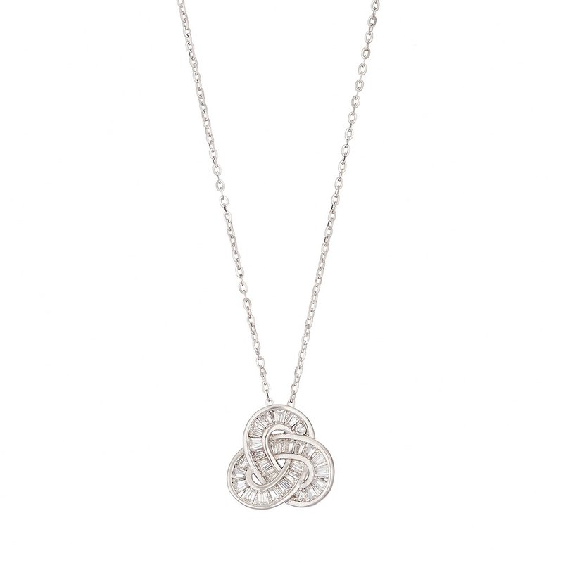 LUCIANO MILANO Brilliant Surround Sterling Silver Necklace - สร้อยคอ - โลหะ สีเงิน