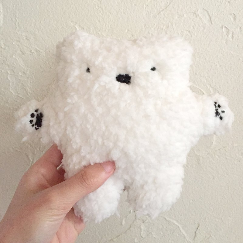 Hand-stitched thigh-torso Polar bear stuffed animal (large) - Stuffed Dolls & Figurines - Cotton & Hemp White