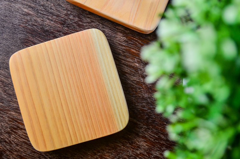 「かすかな木質」 - ヒノキ手作りコースター - コースター - 木製 ブラウン