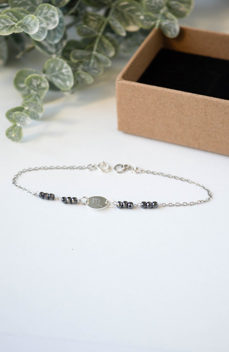 November stone, Scorpio bracelet or necklace, Hematite, silver, Christmas gift - สร้อยข้อมือ - เครื่องเพชรพลอย สีดำ