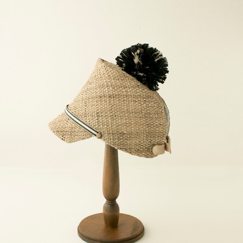 Straw cap [kids size] - หมวก - ผ้าฝ้าย/ผ้าลินิน สีกากี