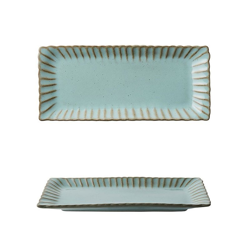 Italian VBC casa-FONDACO series 26cm small rectangular plate (Tiffany green) - Plates & Trays - Pottery Green