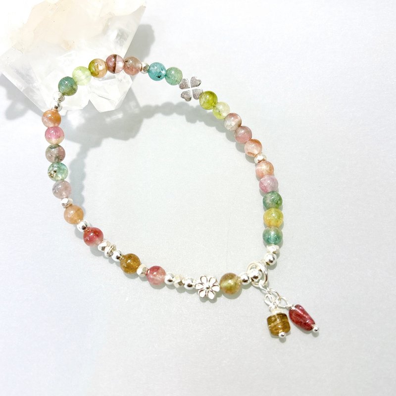 Ops Tourmaline Gemstone Lucky Unique Special Gift Colorful Sterling Silver - Bracelets - Gemstone Multicolor