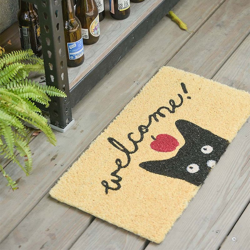Little Watchers - Apple Black Cat Outdoor Mat (Natural) - Rugs & Floor Mats - Other Man-Made Fibers Khaki
