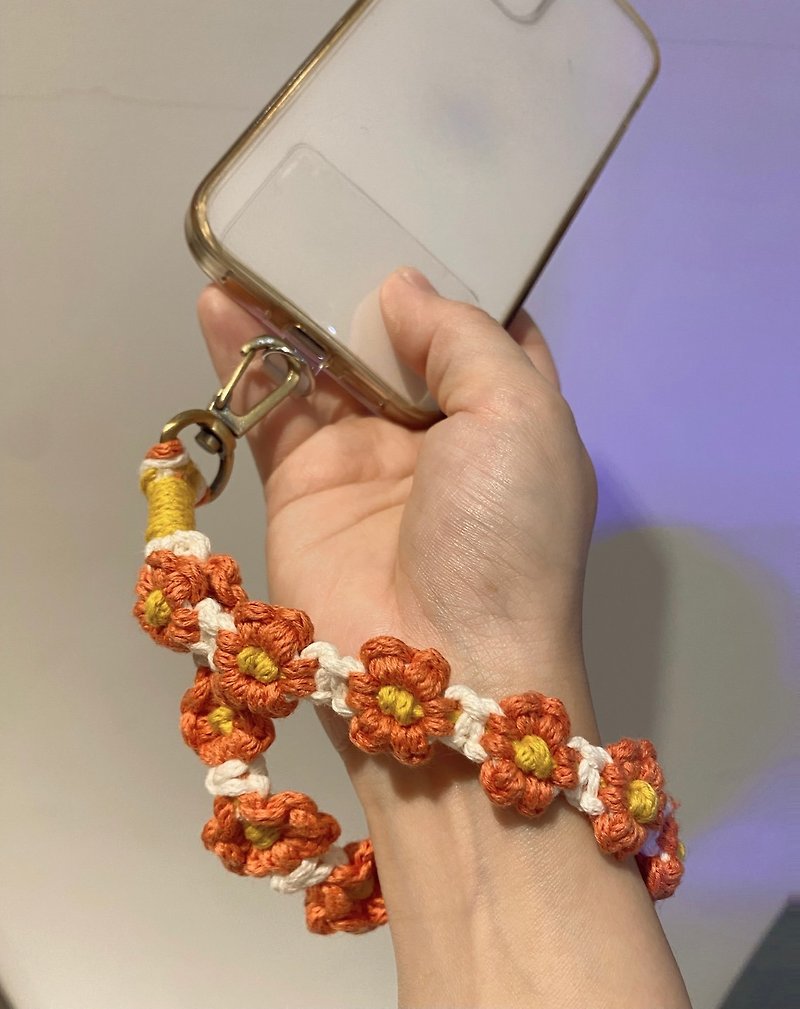 Small flower braided phone lanyard/wrist lanyard - Lanyards & Straps - Cotton & Hemp 