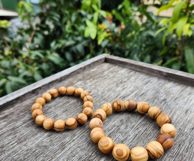 オーダーメイド）手作り 天然木 ビーズブレスレット、ウッドビーズ