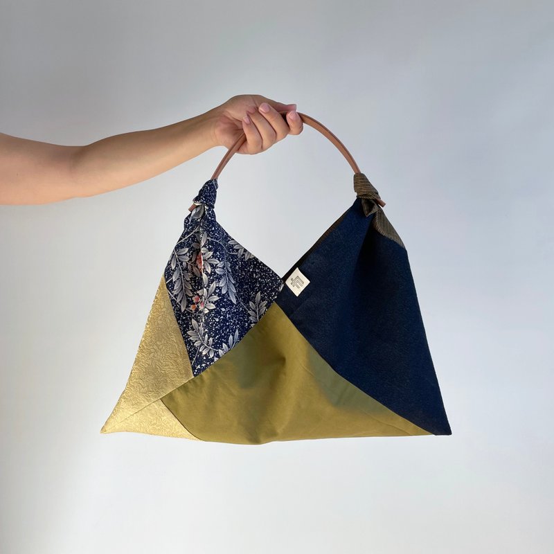 Unique | Single layered multi-colored AZUMA bag  -Purple-mustered Mix - Handbags & Totes - Wool Yellow