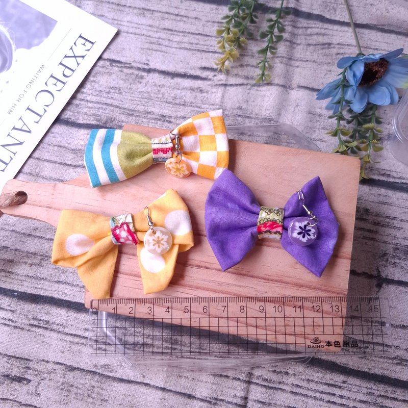 Bow hair tie-Japanese style colorful summer - Hair Accessories - Cotton & Hemp 